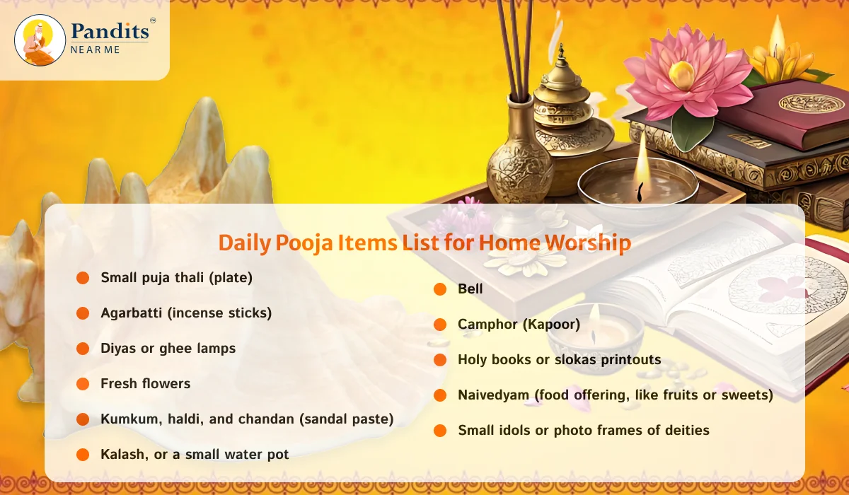 Daily Pooja Items List for Home Worship