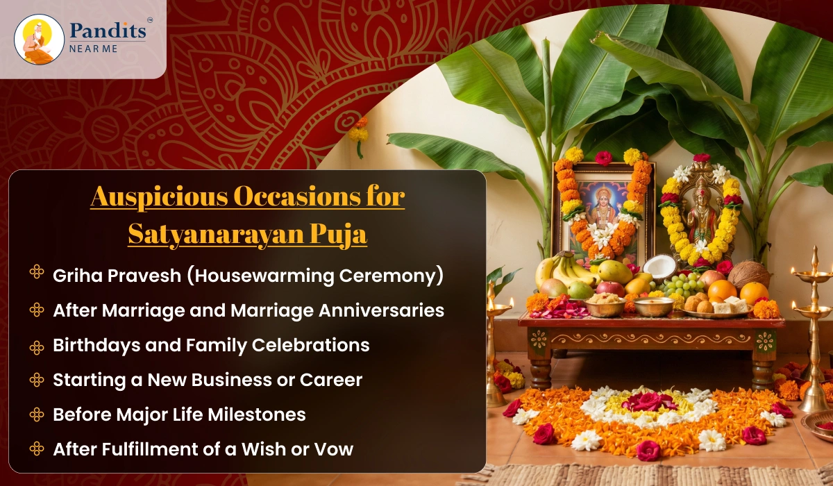 Auspicious Occasions for Satyanarayan Puja